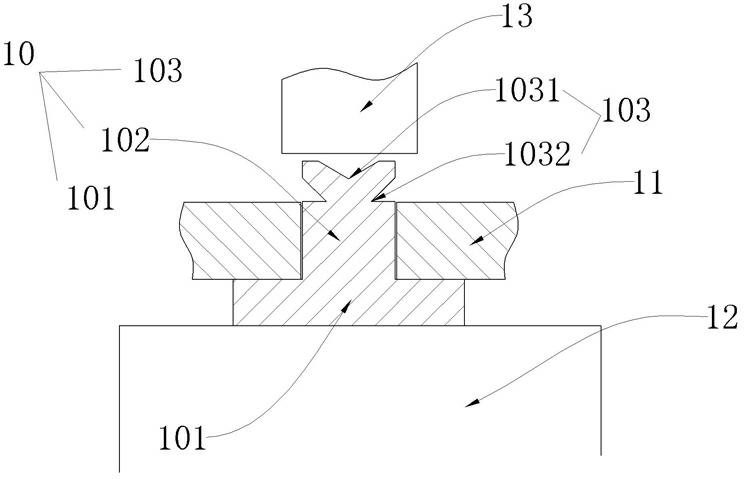 Dispositivo de teste de resistência à tração para rebites Desenhos do Resumo